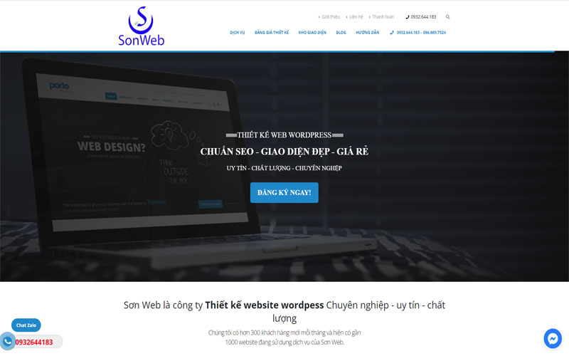 SonWeb - Công ty thiết kế website WordPress trọn gói chuyên nghiệp